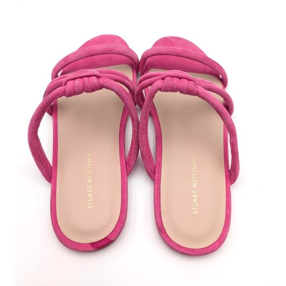 Stuart Weitzman Twist Knot Slip-On Flat Sandal Women's Peonia Size US7 EU38 - Picture 6 of 11